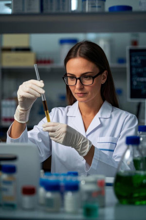 Dedicated scientific research in the laboratory, rigorous experiments by researchersの素材