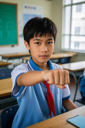 A strong youth makes a strong country, Chinese teenagers in the classroomの素材