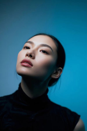 The beauty of oriental women's gaze, the confident elegance in light and shadowの素材