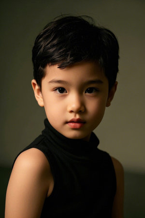 Innocent gaze, the charm of black and white childlike innocenceの素材