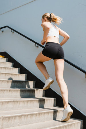 Sports girl running in the sunの素材