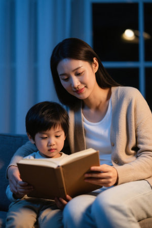 Warm family parent-child reading timeの素材
