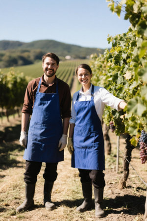 Happy pickers in the vineyardの素材