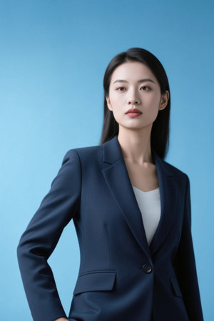 Fashion Professional Women Business Photo Blue Backgroundの素材