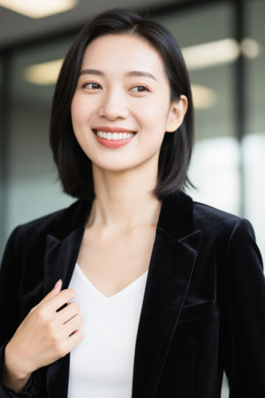 Confidently smiling young female workplace beautyの素材