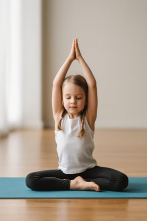 Girls cross-legged meditation practice yogaの素材