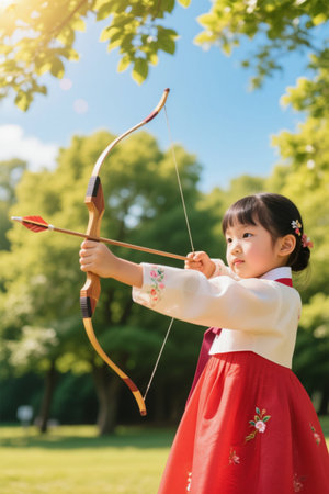 Korean girl archery sunnyの素材