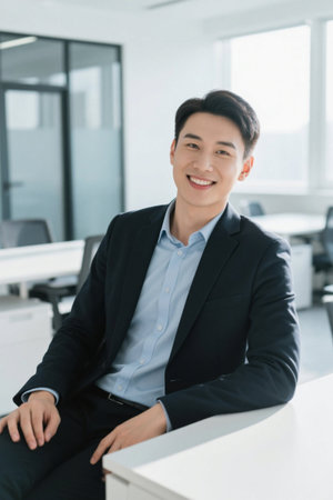 Young Business Men Office Smiling Portraitの素材