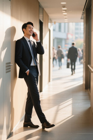 Suit Men Business Phone Sunshine Corridorの素材
