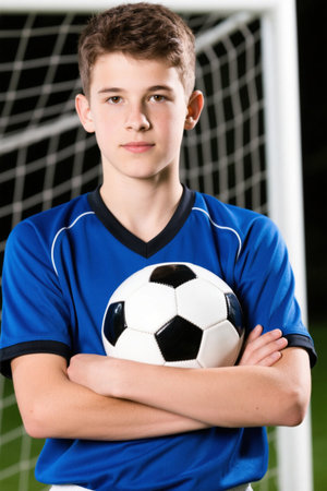 Young football players are full of confidence in footballの素材