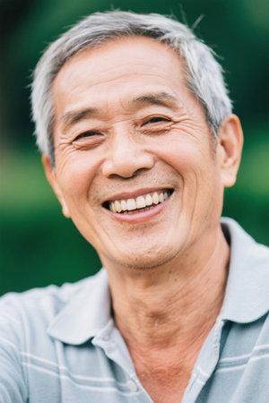 Portrait of happy elderly man outdoorsの素材