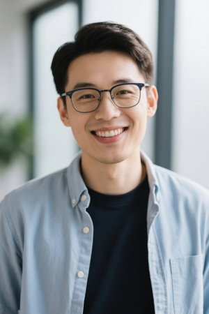 Portrait of smiling young Asian manの素材