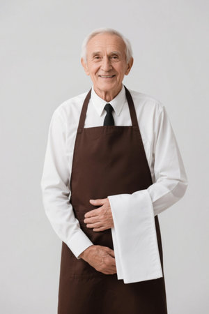 Smiling elderly waiterの素材