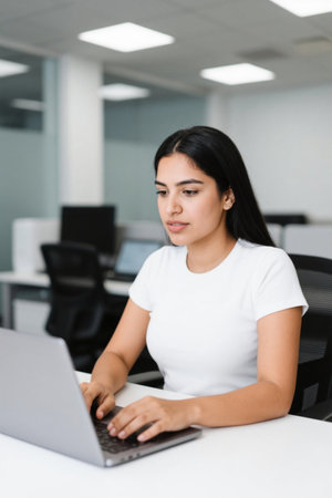 Young woman office computer workの素材