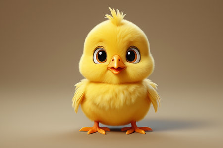 Yellow chick with big eyes and noseの素材
