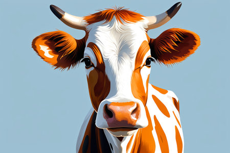 Cow face brown and whiteの素材