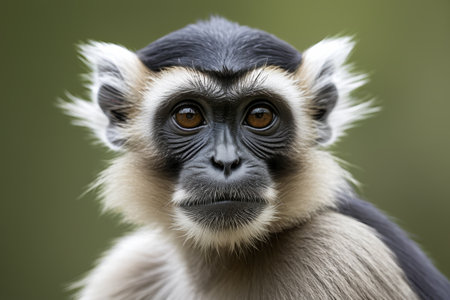 Monkey black and white face and white faceの素材