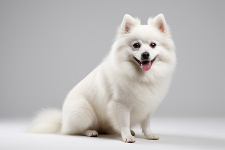 Sitting on a white background with a gray backgroundの素材