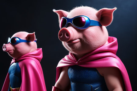 They dress like superheroes and pigs in capesの素材