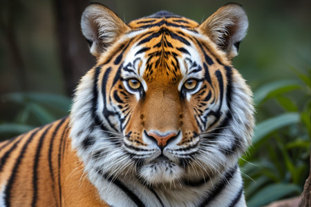 A tiger is looking at the cameraの素材