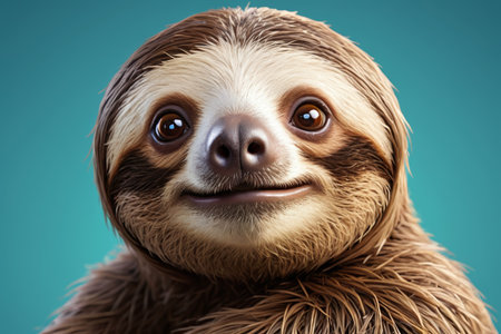 Sloth with blue background and green backgroundの素材