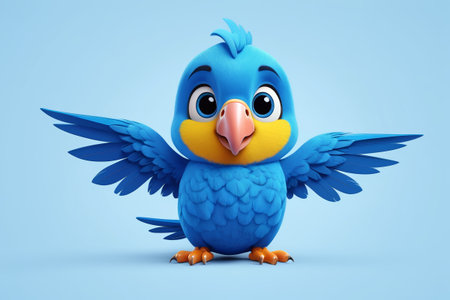 Close-up of a bluebird and its yellow beakの素材