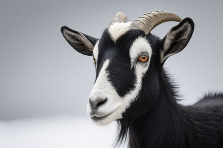 A goat with a white horn faceの素材