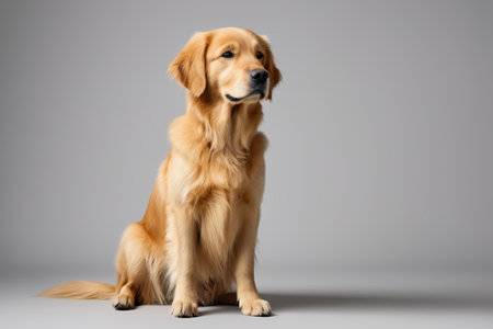 Sitting on a gray backgroundの素材