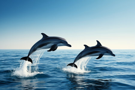 Dolphins jump out of the waterの素材
