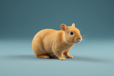 A little rabbit sitting on a blue backgroundの素材