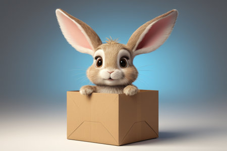 A rabbit sitting in a boxの素材