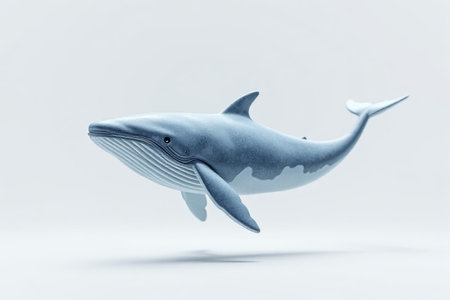 A blue whale flies through the airの素材