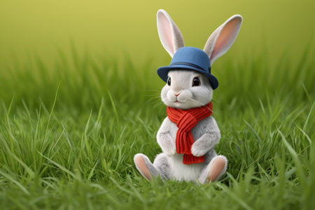 A little rabbit sitting on the grassの素材