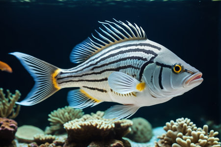 A fish swimming in a tankの素材