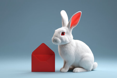 Sitting next to the red envelope with a red noseの素材