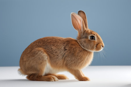 There is a little rabbit sitting on the tableの素材