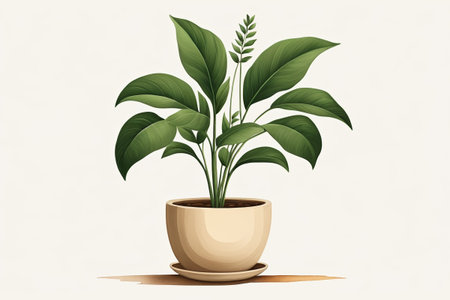 Potted Green Plant Illustrationの素材