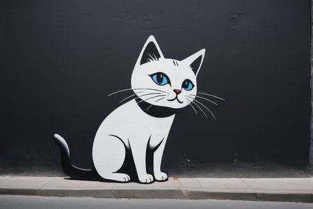 Streetside black cat wall painting materialsの素材