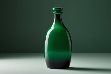 Green glass wine bottle still life materialの素材