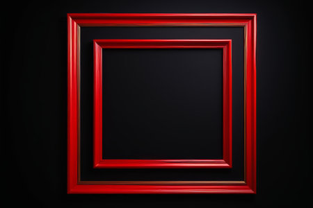 Red decorative painting frame with black backgroundの素材