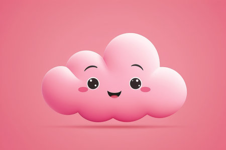 Pink cartoon smiley face cloud design materialの素材