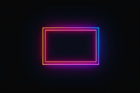 Colorful neon glow border on black backgroundの素材
