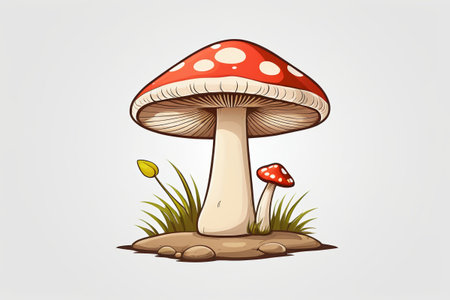 Cartoon style red mushroom illustrationの素材