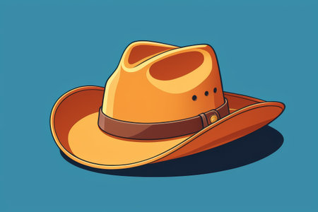 Cartoon style orange cowboy hat illustrationの素材