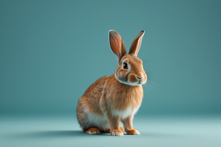 Close-up of a sitting brown rabbitの素材