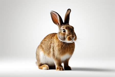 Close-up of a sitting brown pet rabbitの素材