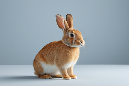 Cute brown pet rabbit sittingの素材