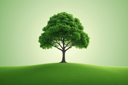 Single trees on green hillsの素材