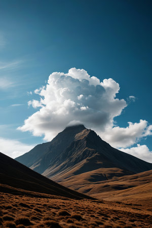 there is a large cloud that is over a mountainの素材