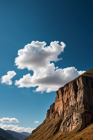 there is a large rock formation in the middle of a fieldの素材